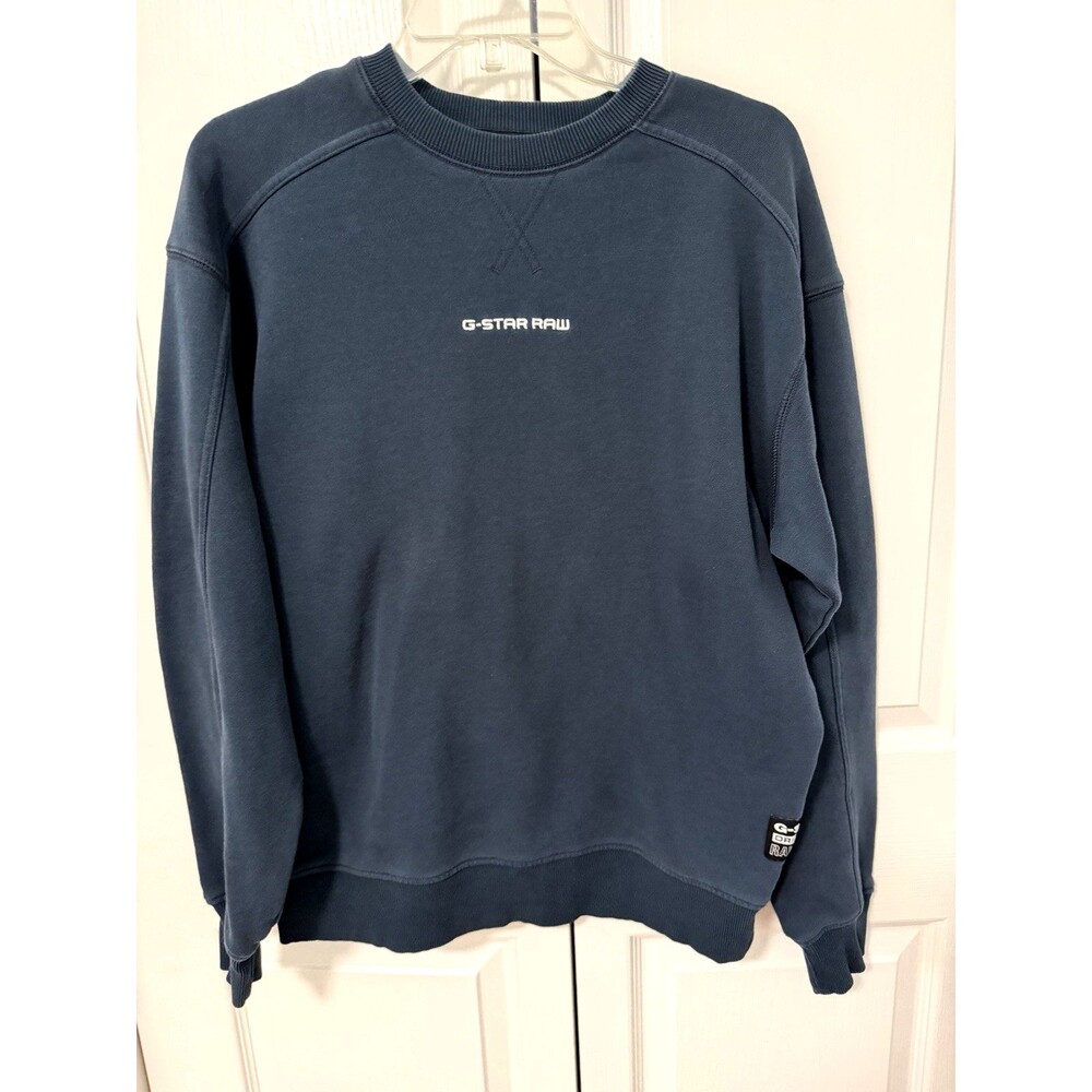 G-Star RAW Sweatshirt Mens Medium Navy Blue Cotton Blend Pullover Urban